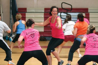 Zumbathon
The ORR high school gymnasium was alive with music and movement on Sunday, April 11, 2010, when dancers took to the floor for a good cause. For a $30 contribution, participants could Zumba for three hours, and the proceeds of the Zumbathon went to Compassionate Care for ALS in Falmouth, a non-profit organization that provides equipment and support to families affected by ALS. The Zumbathon was in honor of Jeffrey Lawrence, a 47-year-old man living with ALS (Amyotrophic lateral sclerosis).
