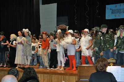Purr-Fect!
Eighty fourth grade students at Rochester's Memorial School staged two rousing performances of the Disney classic 'The Aristocats' on Thursday, January 29 at the school. (Photo by Sarah K. Taylor).
