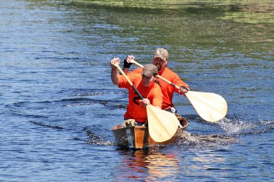 Rowing on the River
Kevin Carreau Jr. and Kevin Carreau Sr., both of Marion, make their way down the Mattapoisett River in the 2008 running of the Rochester Memorial Day Boat Race held on Monday, May 26, 2008. (Photo by Kenneth J. Souza).
