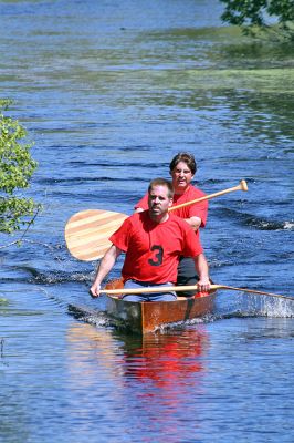 Rowing on the River
Jeff Eldridge and Walter Gonet, both of Rochester, make their way down the Mattapoisett River in the 2008 running of the Rochester Memorial Day Boat Race held on Monday, May 26, 2008. (Photo by Kenneth J. Souza).
