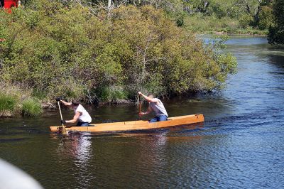 Rowing on the River
Jake Goyette and Joe Goyette, both of Rochester, make their way down the Mattapoisett River in the 2008 running of the Rochester Memorial Day Boat Race held on Monday, May 26, 2008. (Photo by Kenneth J. Souza).
