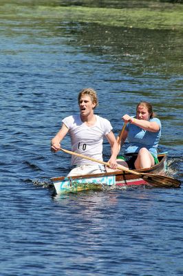 Rowing on the River
Helaina Sacco and Peter Sacco, both of Rochester, took first place in the Co-Ed Division in the 2008 running of the Rochester Memorial Day Boat Race held on Monday, May 26, 2008. (Photo by Kenneth J. Souza).
