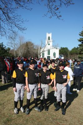 Baseball in Rochester
About 100 players in the Rochester Youth Baseball (RYB) Little League participated in the official Opening Day parade and ceremony held in the town center on Saturday morning, April 19. The players along with their family members and friends, marched from the town green near Town Hall to the Dexter Lane ballfields behind the Police Station where team rosters and schedules were announced For more information about RYB, visit www.rochesteryouthbaseball.com. (Photo by Robert Chiarito).
