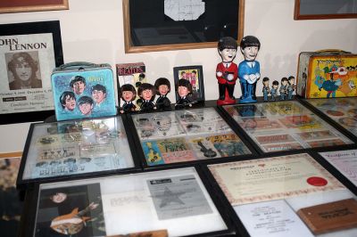 Beatlemania!
Period lunch boxes, soap dispensers and personally-autographed memorabilia are among the many unique collectible items that Jim Cushman of Mattapoisett has amassed over the years. (Photo by Kenneth J. Souza).
