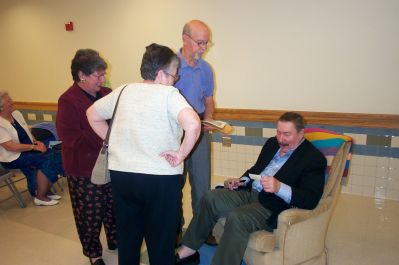 Robert B. Parker in Mattapoisett
Noted mystery author Robert B. Parker, best known for creating the long-running Spenser detective series, went back to school  Center School in Mattapoisett, that is  for a discussion and book signing to benefit the Mattapoisett Public Library on Friday, July 8. Mr. Parker recounted his years growing up in Mattapoisett and also fielded questions about his many published works. (Photo by Margie A. Souza).
