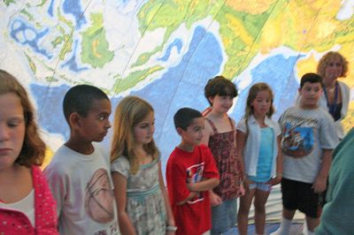 Global Warming
Students at Rochester's Memorial School were given a rare look at what the earth looks like from the inside during a recent Earth Balloon program sponsored by professors from Bridgewater State College. (Photo by Robert Chiarito).
