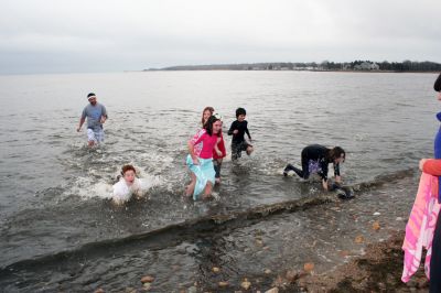 Frigid Friend-zee
Five freezing friends took the chilly plunge as part of the Third Annual Frigid Friend-Zee which was held on Saturday morning, March 1 at YMCAs Camp Massasoit in Mattapoisett. The annual event was moved from January to March this year and is done to raise funds for the YMCAs after-school programs. (Photo by Robert Chiarito).
