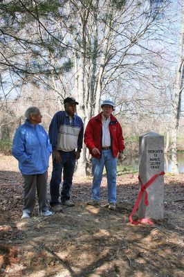 Saving Grace
The Mattapoisett Land Trust (MLT) formally dedicated the Grace Pond property located at the southern end of Bowman Road on Saturday, April 26, 2008. The pond and the surrounding nine acres were acquired from Abel and Libania Grace in December, 2006 and will help support environmental diversification in the 178 acres that the MLT owns extending from the Martocci Preserve on Marion Road to the MLT property on Aucoot Road. (Photo by Robert Chiarito).
