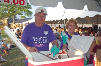 Harbor Days 2007
Mattapoisett's annual seaside Harbor Days festival, sponsored by the Mattapoisett Lions Club, was held in Shipyard Park on the weekend of July 20-22, drawing thousands of people who enjoyed craft booths, great food, amazing entertainment, and some hometown pride. (Photo by Rebecca McCullough).
