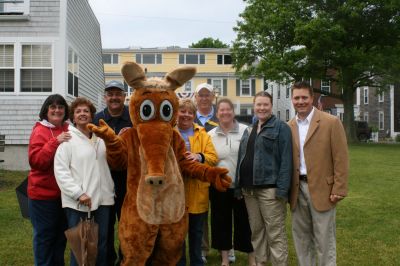 I Found the Aardvark!
Mattapoisett residents turned out for FOX 25 Morning News' live broadcast from Shipyard Park on Friday, June 6, 2008 and took time to pose with The Wanderer's aardvark.
