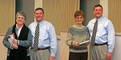 Yearbook Honorees
During their Februrary meeting, the Old Rochester Regional School Committee recognized Ruth Jefferson and Becky Zora for their work with the high school yearbook. In honor of their contributions, the ORR School Committee donated books to the school library in their names. Pictured here are ORR School Committee Chairman Bob Nectow with Ruth Jefferson (left) and Becky Zora (right).
