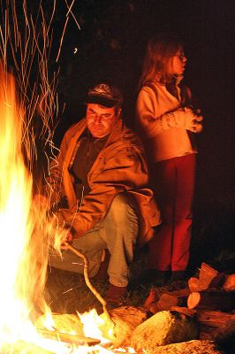 Cozy Campfire
The Mattapoisett Land Trust sponsored a bonfire at the Dunseith Gardens Seahorse property on Saturday, October 18, which included toasting marshmallows and entertainment provided by Luana Josvold. (Photo by Robert Chiarito).
