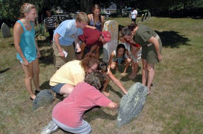 Treasure Hunters
Mattapoisett's 150th Sesquicentennial Celebration "Treasure Hunt" was held on Saturday, August 11 starting in Shipyard Park. It led participants to search for clues at various landmarks throughout town. (Photo by Tim Smith).
