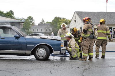 Car Fire
On Tuesday, September 16 around noontime, the Mattapoisett Fire Department responded to a fully-involved car fire on Route 6 directly in front of Ricks Tavern and diagonally across from the Mattapoisett Post Office. The conflagration was doused in minutes and no injuries were reported. (Photo by Pat Aleks).
