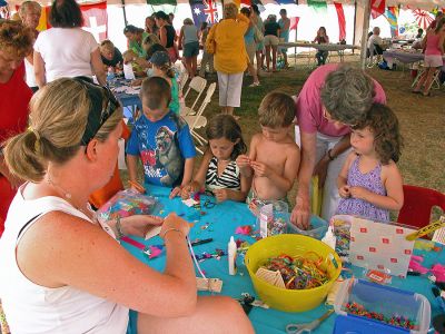 Celebrating Diversity
Children create crafts during Mattapoisett's Cultural Diversity Day held in Shipyard Park on Tuesday, August 7 as part of the town's weeklong slate of sesquicentennial events. (Photo by Kenneth J. Souza).
