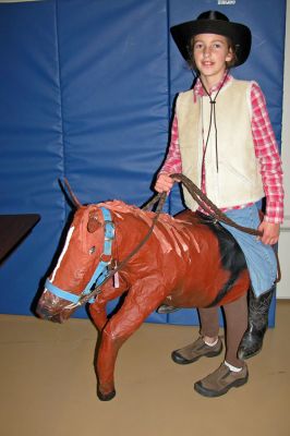 Mattapoisett Halloween Parade 2007
Third Place winner in the Junior High and High School category was Janice Weldon as a cowboy riding a horse. (Photo by Deborah Silva).
