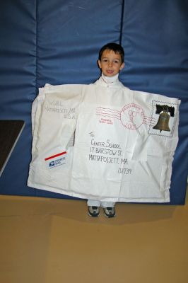 Mattapoisett Halloween Parade 2007
First Place winner in the Grade 1 and 2 category was Alex Wurl as a letter being mailed. (Photo by Deborah Silva).
