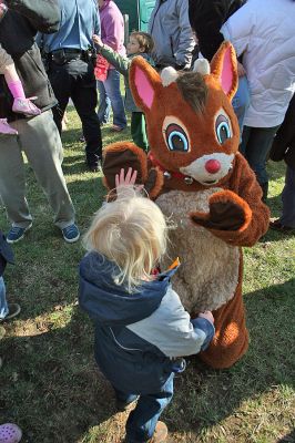 Holiday in the Park
Rudolph the Red-Nosed Reindeer greets a happy fan during Mattapoisett's Annual Holiday in the Park held on Saturday, December 6, 2008 in Shipyard Park. (Photo by Robert Chiarito).
