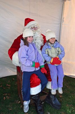 Holiday in the Park 2007
Santa greets children during Mattapoisett's annual "Holiday in the Park" celebration which was held in Shipyard Park on Saturday, December 1, 2007 and drew a record crowd to the seasonal seaside event. (Photo by Robert Chiarito).
