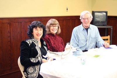 Prominent Poets
Local poets Margot Wizanshy, Diana Der-Hovanessian and Franklin D. Reeves recently provided an afternoon poetry reading at the newly-renovated Mattapoisett Free Public Library. (Photo by Robert Chiarito).


