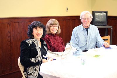 Prominent Poets
Local poets Margot Wizanshy, Diana Der-Hovanessian and Franklin D. Reeves recently provided an afternoon poetry reading at the newly-renovated Mattapoisett Free Public Library. (Photo by Robert Chiarito).


