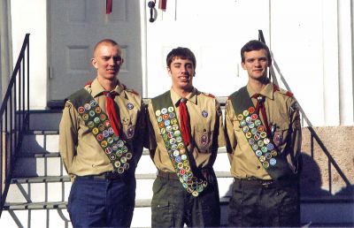 Scouts Honored
Mattapoisett Boy Scouts Matthew ODowd, Charles Gaudet, and Alex Poulin were all recent inducted into the rank of Eagle Scout during an Eagle Scout Court of Honor held recently at the Mattapoisett Congregational Church. Each scout chose community service projects to attain the rank: Matthew coordinated a successful Red Cross blood drive; Charles organized the repair of the Mattapoisett Historical Societys picket fence; and Alex helped senior citizens with difficult chores.
