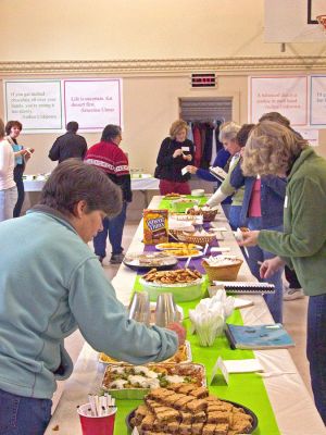 Soup Swap
Reynard Hall of the Mattapoisett Congregational Church was brimming with several taste sensations on Saturday, January 27 as the church played host to its first annual Soup Swap fundraiser. A perfect antidote to the colder winter climate, the event was the brainchild of Kim Field and it drew about 85 participants who cooked up their own special soup recipe to sample along with appetizers and desserts as well. (Photos by Robert Chiarito).
