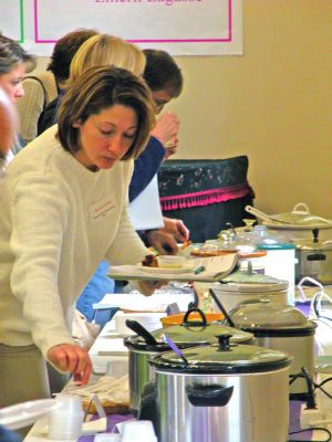 Soup Swap
Reynard Hall of the Mattapoisett Congregational Church was brimming with several taste sensations on Saturday, January 27 as the church played host to its first annual Soup Swap fundraiser. A perfect antidote to the colder winter climate, the event was the brainchild of Kim Field and it drew about 85 participants who cooked up their own special soup recipe to sample along with appetizers and desserts as well. (Photos by Robert Chiarito).
