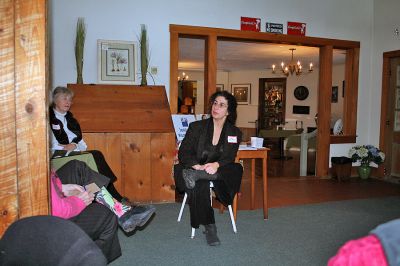 Radio Waves
The tri-town League of Womens Voters (LWV) got together last weekend at the Ansel Gurney House in Marion to hear fellow member Naomi Arenberg, a reporter for local radio station WCAI and host for All Things Considered, discuss Everything I Know I Learned from Music. Born and raised in Rochester and now a resident of Onset, Ms. Arenberg described music as the universal language. (Photo by Sarah K. Taylor).
