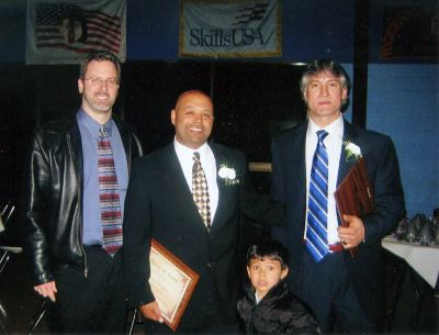 Hall of Fame
Old Colony Regional Vocational Technical High School Hall of Fame inductees Stephen J. Lombard Jr. (center) and Robert Gadbois (right) pose with former teammate Bill Lambalot at the first-ever Sports Hall of Fame Induction Ceremony held recently at the school. (Photo courtesy of Joyce Lombard).

