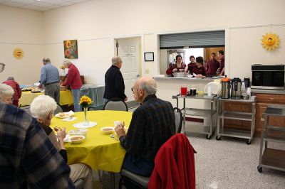 Cooking Class
Members of the Old Colony Regional Vocational Technical High School Culinary Arts Program recently served one of their monthly luncheons to residents at the Rochester Senior Center. Under the supervision of program director Scott Botelho, the students took over the kitchen at the Senior Center to share their cooking talents and prepare some Venus De Milo style soup and meatball subs. (Photo by Robert Chiarito).
