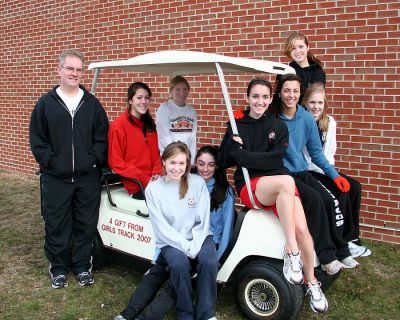 Phoning It In
The ORR Athletic Booster Club (ORRABC) will hold their annual Phonathon Fundraiser from March 4 - March 20, 2008. Funds raised by the Booster Club have been used to enhance the schools athletic facilities and to purchase equipment used by all of the teams. Last year the ORR Girls Track Team (pictured here) purchased a golf cart using their team funds raised through Booster Club calendar sales which is used by the schools athletic trainer to respond to athletes in need of care.
