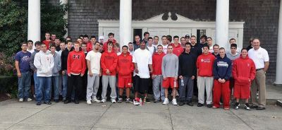 Bulldog Breakfast
The Old Rochester Regional Football team recently had a team breakfast at St. Anthony's Church in Mattapoisett. The Bulldogs had a guest speaker, Neil Cooper, a former NFL player who played for the Green Bay Packers under Vince Lombardi in the 1960's. Mr. Cooper spoke about the value of the team and the lessons learned from football and Fr. Mullaney of St. Anthony's gave the team blessing.


