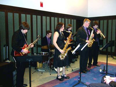Jazzing It Up
The Old Rochester Regional High School Big Band and Jazz Combo, both under the direction of Stan Ellis, recently competed at the Berklee College of Music's 39th Annual High School Jazz Competition on Saturday, March 17. The Jazz Combo took fourth place and the ORR Big Band finished first in their division. (Photo courtesy of Stan Ellis).
