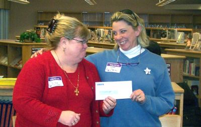 Relay for Life
The third annual Relay For Life for the Tri-Town had their Kick-Off Meeting on Tuesday, February 13 at Old Rochester Regional High School in Mattapoisett. At the Kick-Off, Patti OHara, MSP Program Coordinator for Covanta/SEMASS in West Wareham (right) presented a sponsorship check for $5,000 to event Co-Chairman Bonnie Davidson (left). This is the first sponsorship secured for the tri-town event.

