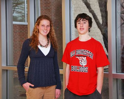 Essay Winners
Old Rochester Regional High School students Colleen Sinnott and Bryan Teefy were winners in the seventh annual Martin Luther King, Jr. Essay Contest sponsored by Bristol Community College. Miss Sinnott, a junior from Mattapoisett, received first place and Mr. Teefy, a sophomore from Marion, received the second place award. They were honored at a celebratory breakfast with their families on Monday, January 21 at the Fall River Campus of Bristol Community College. (Photo courtesy of Jane McCarthy).
