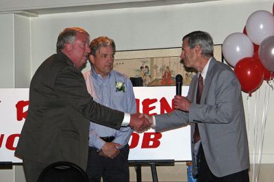 ORR Retirement Party
(L. to R.) Outgoing Old Rochester Regional High School Principal Bruce Clarke and Athletic Director Bob Catalini are honored by School Superintendent Dr. William Cooper at a retirement party held for Mr. Clarke and Mr. Catalini. Over 100 guests celebrated the careers of these two fine men at the Hawthorne Country Club on Thursday, June 14.
