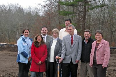 Michaud Memorial
Pictured during the groundbreaking ceremony for the Chuck Michaud Memorial In-Line Hockey Arena at ORR Junior High School on Monday, November 13 are (l. to r.) Kami Medeiros, Carmen (Michaud) Felix (Chuck's widow), Jason Medeiros, Audrey Michaud (Chuck's mom), ORR Facilities Manager Steve Shiraka, ORR School Superintendent Dr. William Cooper, Rory McFee, and ORR Junior High School Principal Simonne Conlon. (Photo by Kenneth J. Souza).
