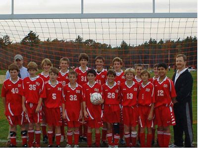 ORR's Perfect Season
Members of the undefeated 2007-2008 ORR Junior High School Boys Soccer Team include (Back Row, l. to r.) Coach McEvoy, Matt Teefy, Max Sherman, Max Kearns, Matt Beatty, Chris Amicucci, Noah Filloramo, Mark Gammell; (Front Row, l. to r.) Andrew Hughes, Nate Huston, Andy Bancroft, Johnny Zucco, Andy ORourke, Mike Bliss, James Braza, Colby Stabel, Chris Hiralall, and Coach Barnes. 
