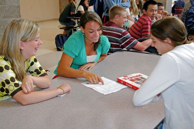 New Buddies Program
ORR senior Erica Allen (center) gives some helpful hints to freshmen Abby Browning (left) and Jillian Enos (right) as part of the school's Adopt-A-Freshman Buddy Program sponsored by the local chapter of the National Honor Society. (Photo courtesy of Jane McCarthy).
