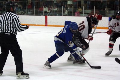 ORR on Ice
The Old Rochester/Fairhaven Hockey team was just seconds away from a win when they faced Wareham at Tabor Academy on Wednesday, January 21 when the Vikings staged a furious comeback, winning the game 6-5 on an empty net goal as time expired. (Photo by Robert Chiarito).
