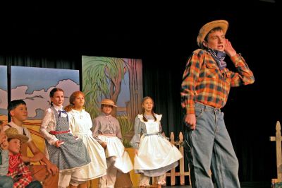 ORR Goes Oklahoma!
Members of the Drama Club at Old Rochester Regional Junior High School rehearse for their production of "G2K ... Oklahoma!" which is an adaptation of the classic musical which has been specifically designed for middle-school students. The production was staged at the school on November 8 and 9, 2006. (Photo by Kenneth J. Souza).
