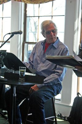 Poetic Jazz
Ellen Flynn and members of the Friends of the Mattapoisett Library welcomed poet Franklin D. Reeve to the Kinsale Inn in Mattapoisett on Sunday April 5 as part of the library's celebration of National Poetry Month. Mr. Reeve performed his piece, The Blue Cat Walks the Earth, accompianied by improvisational jazz muscians Don Davis and Joe Deleault in a performance dedicated to the memory of the late Library Director Judy Wallace. (Photo by Robert Chiarito)
