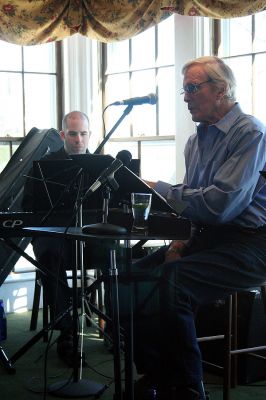 Poetic Jazz
Ellen Flynn and members of the Friends of the Mattapoisett Library welcomed poet Franklin D. Reeve to the Kinsale Inn in Mattapoisett on Sunday April 5 as part of the library's celebration of National Poetry Month. Mr. Reeve performed his piece, The Blue Cat Walks the Earth, accompianied by improvisational jazz muscians Don Davis and Joe Deleault in a performance dedicated to the memory of the late Library Director Judy Wallace. (Photo by Robert Chiarito)
