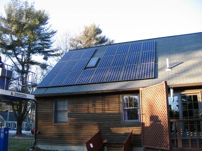 Solar Power
The newly-installed solar panels on the southern-facing roof of the Aiello family home on Tinkham Hill Road in Mattapoisett. The couple has long considered getting the panels put in as a means to save money and to reduce their reliance on oil.

