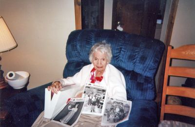 Peggy's Pick
Peggy Johnson, seen here celebrating her 85th birthday this past January, poses with copies of her favorite local reading material, The Wanderer. Ms. Johnson was a lifelong summer resident of Point Connett in Mattapoisett and sadly passed away on February 5, 2006.
