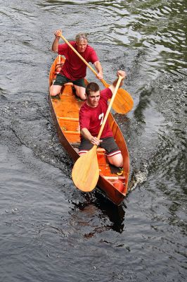 Making Waves
William D. Watling III and William D. Watling Jr. (Team #7), both of Rochester, head toward the finish to take 8th place overall in the 2007 Memorial Day Boat Race on the Mattapoisett River with a final time of 2:01:26. (Photo by Robert Chiarito).
