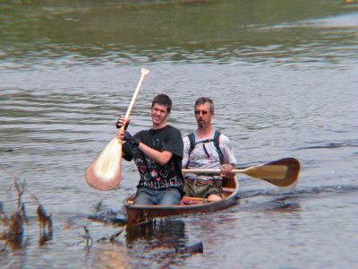 Two Dons
Don A. Collasius and Don C. Collasius, both of Rochester, travel down the Mattapoisett River toward the finish line in boat #34 in the Memorial Day Boat Race. The duo finished 14th overall. (Photo by Kenneth J. Souza).
