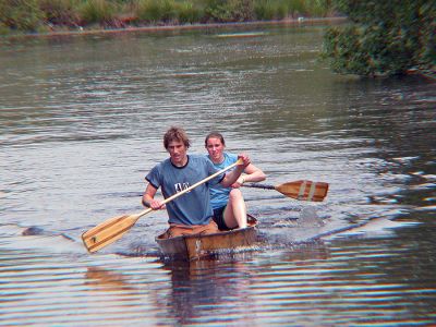 Co-Ed Captains
Helaina Sacco and Peter Sacco, both of Rochester, cruise down the final stretch of the Memorial Day Boat Race on the Mattapoisett River to capture first place in the Co-Ed Division with a final time of 2:08:51. (Photo by Kenneth J. Souza).
