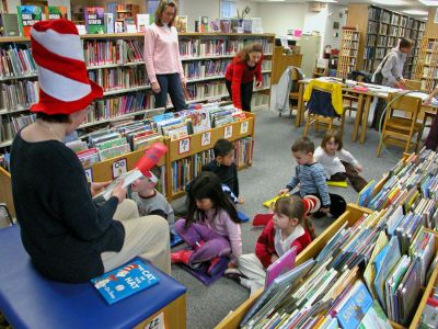 Cat Turns 50
The Plumb Memorial Library in Rochester held a Birthday Party commemorating the 50th anniversary of the release of Dr. Seuss' classic "The Cat in the Hat," which included fun, games and treats for all participants. The books author, the late Theodore Giesel, was a native of Springfield, MA. (Photo by Robert Chiarito).
